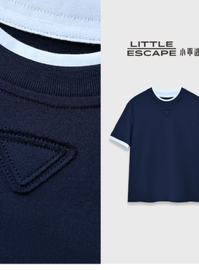 小乖逃休闲时尚藏蓝色T恤打底圆领三角修身显瘦秋冬百搭款N95379