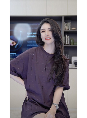 小乖逃X白色紫色T恤镂空T恤休闲时尚圆领上衣M8686