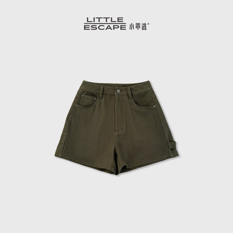 小乖逃JX军绿色牛仔短裤夏季高腰显瘦百搭辣妹风短裤M6271