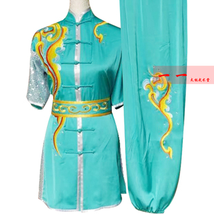 新款武术服装武术表演服刺绣花男女长拳比赛服练功服舞剑扇晨练服