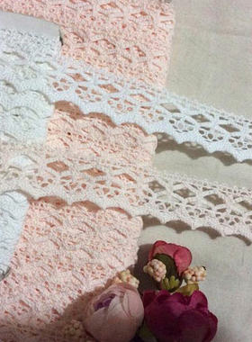 21D客供 淡肉粉色白色 棉线勾针设三角花边2.5~2.7cm宽2.3元1米