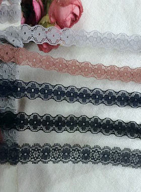 74D  客供 黑色黑蓝色 四叶花小蕾丝花边 1公分宽1元1米