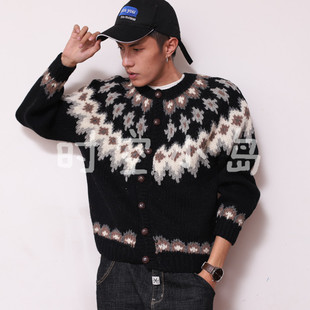 vintage摩天轮圣诞费尔岛学院北欧风格 图腾毛衣 套头