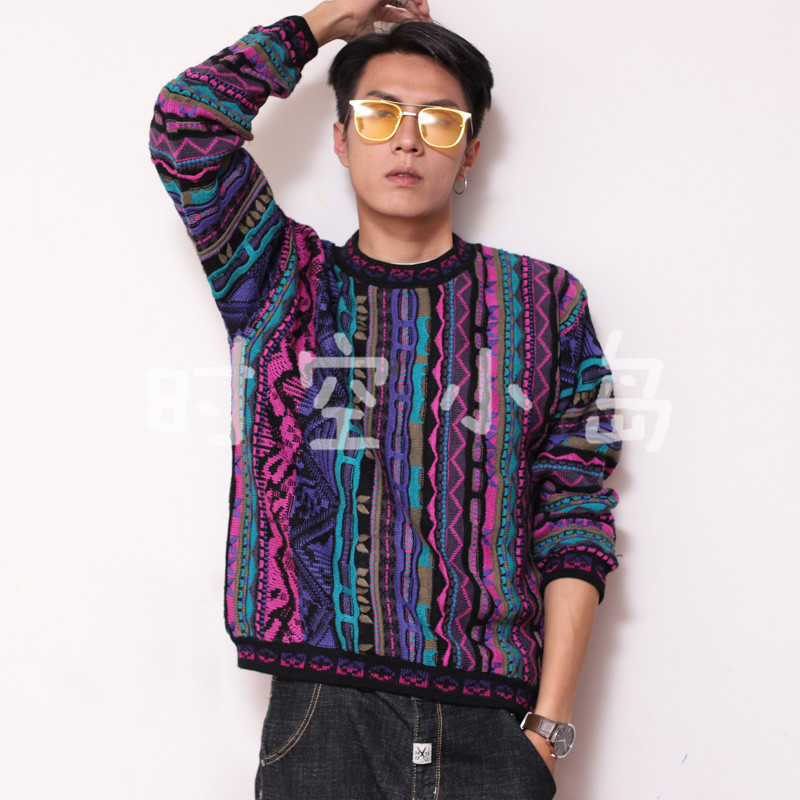 vintage原宿街拍嘻哈风大毛衣