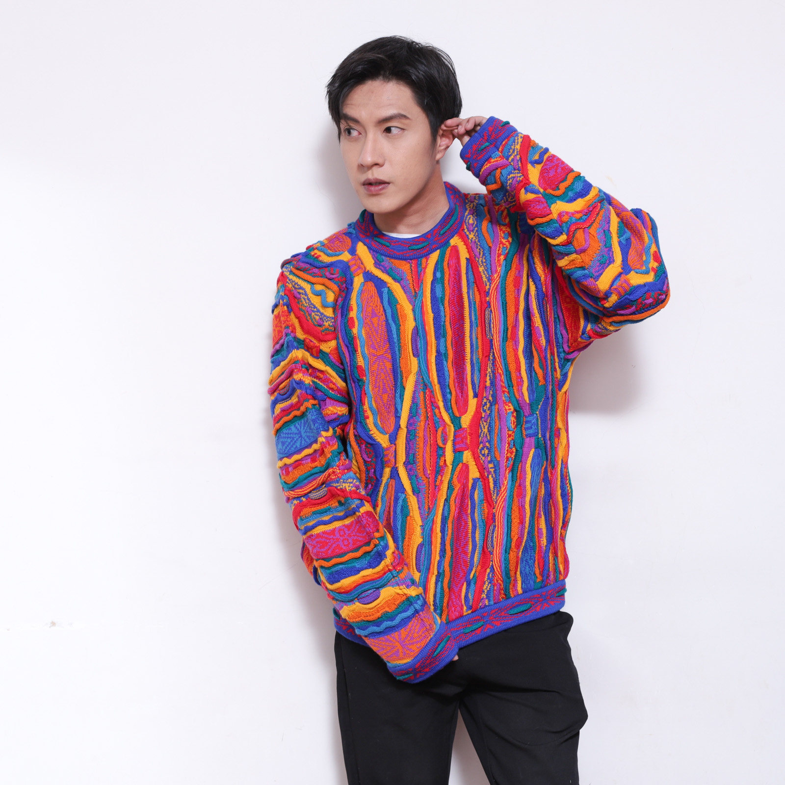 coogi 澳大利亚制 黯然深邃 多彩人生高能立体手织波普毛衣