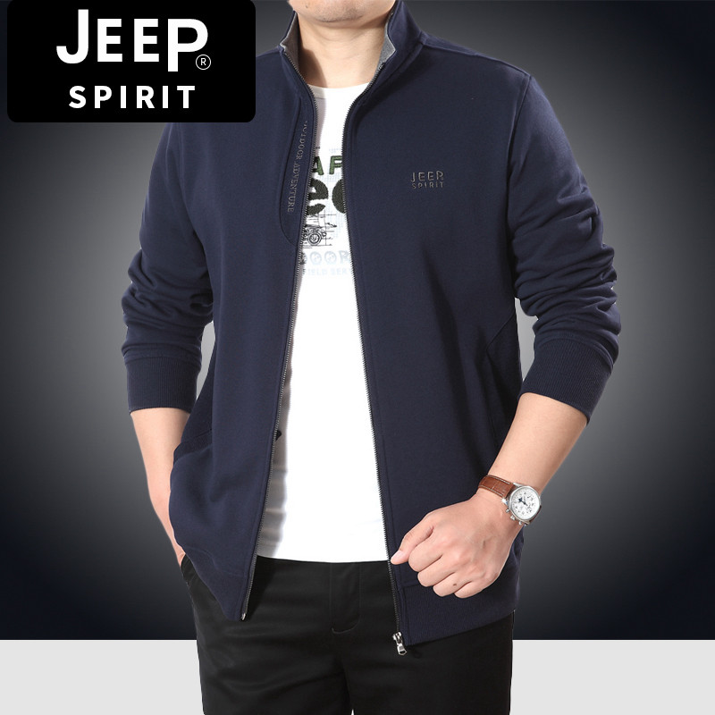 JEEP吉普正品男装春秋新款薄款长袖纯棉休闲中年男士夹克外套冬装
