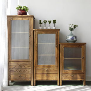 古榆情怀实木角柜简约现代时尚 家具高低柜组合老榆木收纳储物边柜