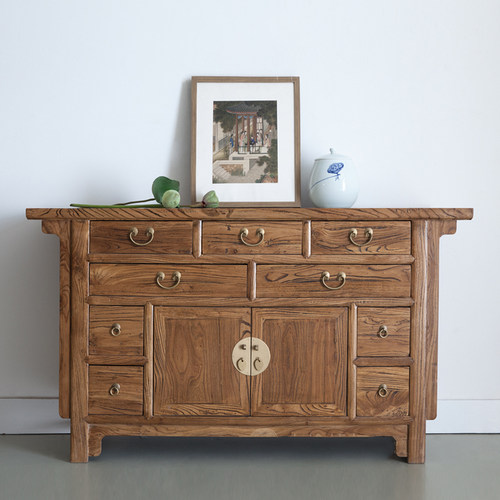 新中式老榆木玄关柜九斗柜仿古