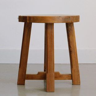 古榆情怀全实木圆凳时尚 板凳子结构稳固舒适老榆木餐凳简约梅花凳