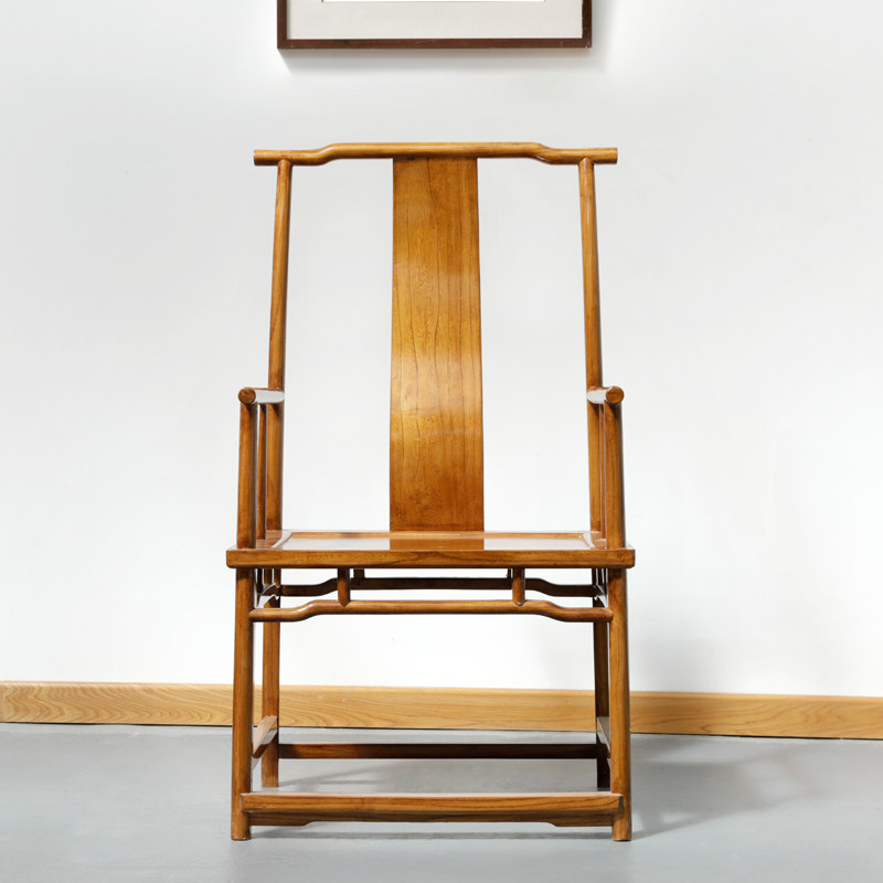 现代新中式实木圈椅休闲太师椅简约仿古四出头官帽椅榆木书桌椅子