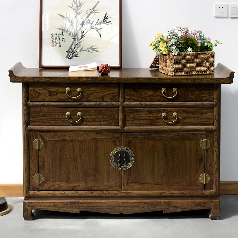 榆木家具新中式玄关柜翘头案柜子