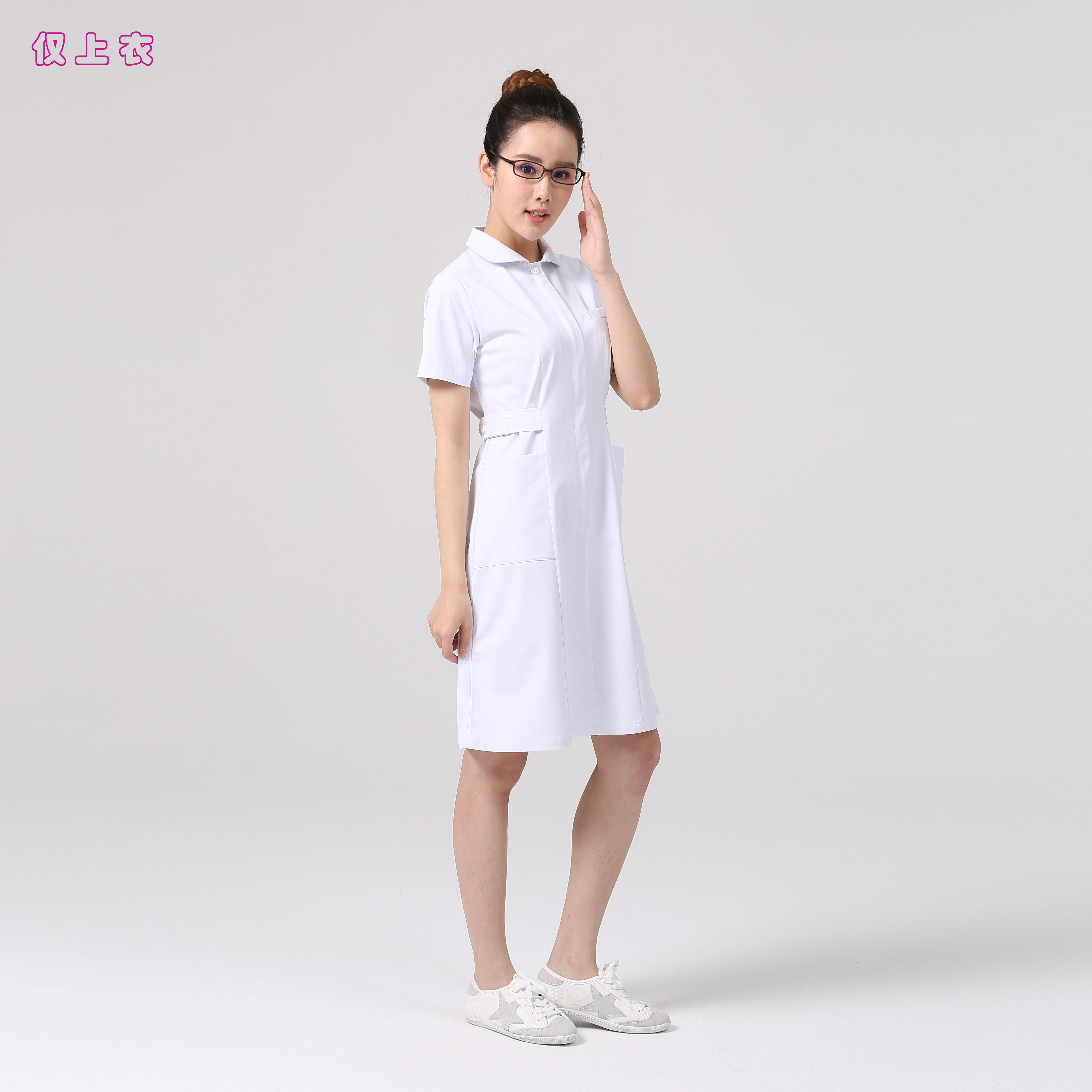 33008 医美短袖护士服工作服女款夏季牙科口腔药店前台连衣裙