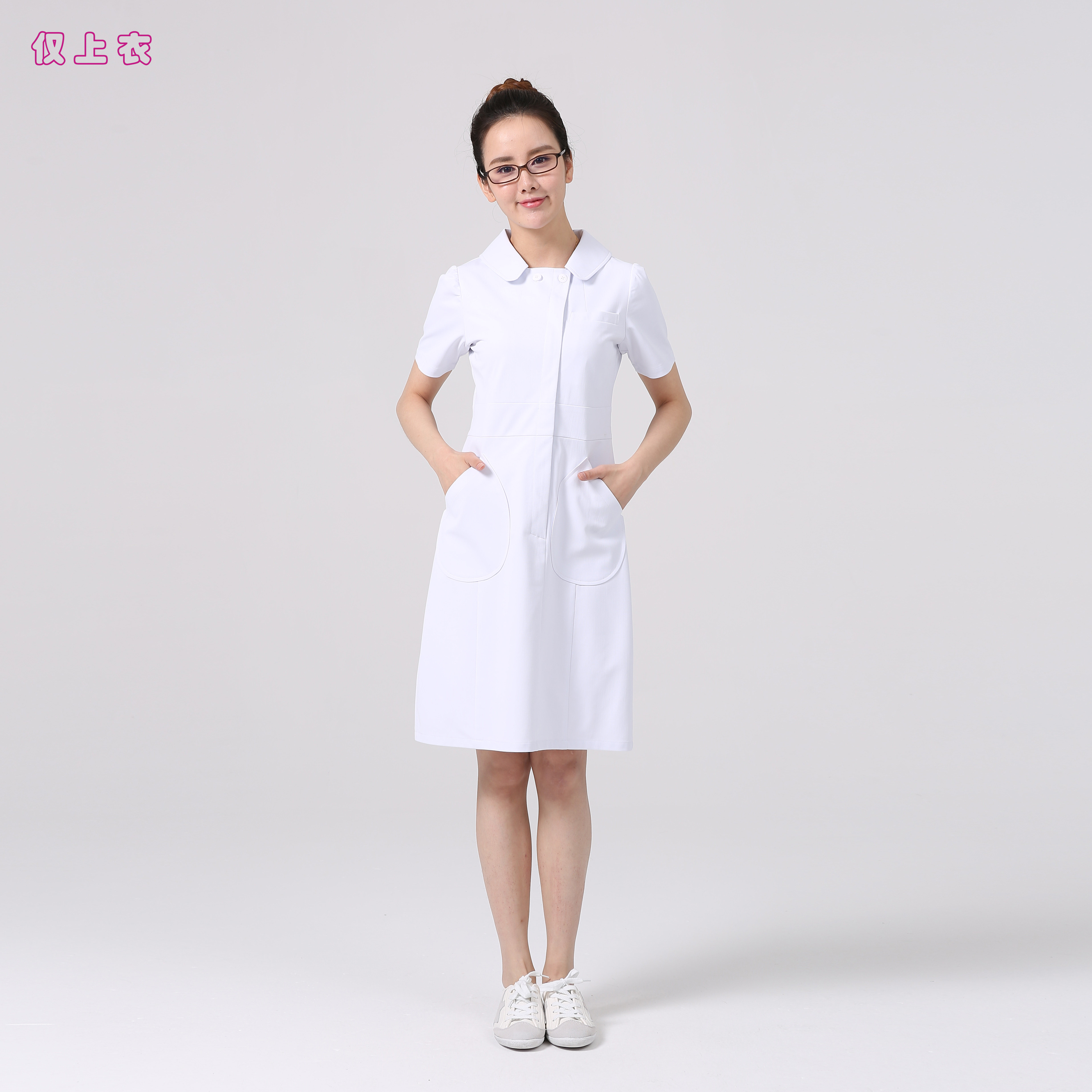 33009 医护短袖护士服工作服女款夏季美容院口腔药店前台连衣裙