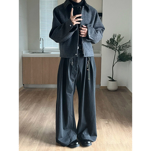 现货~45%羊毛复合千鸟格肌理感撞色皮夹克 XHD1117-P148图片
