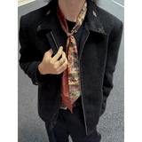 爆~「珀镜」游牧菱状结晶雕花刺绣鱼纹雪尼尔拼接夹克YY74-P128，男装夹克，电商A330-1