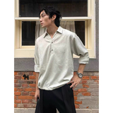 25/秋季美式复古亨利领长袖t恤男款秋季抽绳polo领上衣PL33-P55，男装T恤，电商A330-1