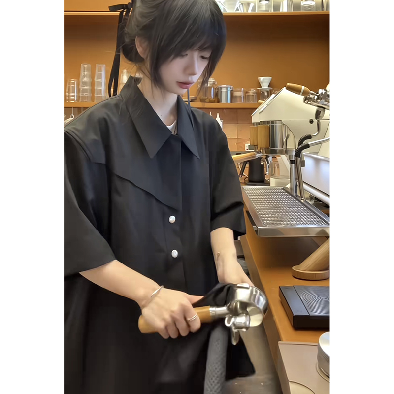 肌理感刺绣短袖衬衫男款夏季薄款褶皱cleanfit高级感穿搭衬衣外套，商品下架区商品下架区，电商A330-1