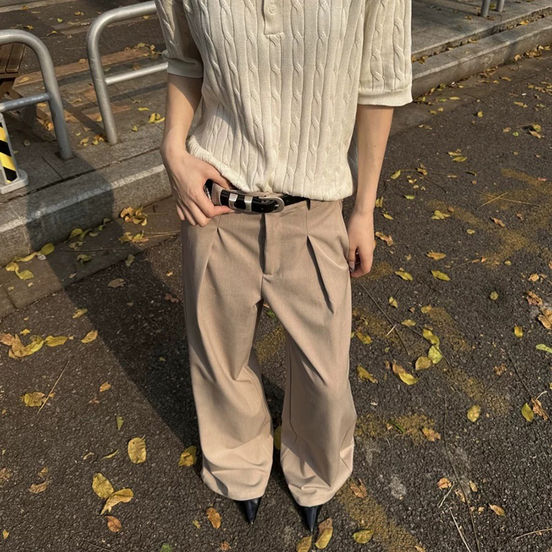 ~老钱风a字西裤男款cleanfit弯刀裤子直筒长裤K0193-P68，男装西裤，电商A330-1