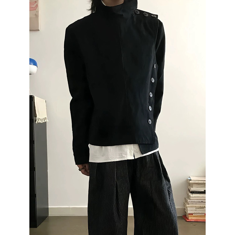 黑色短款击剑服外套男款不规则设计感多形态美式夹克JK156-P118,男装夹克,电商A330-1