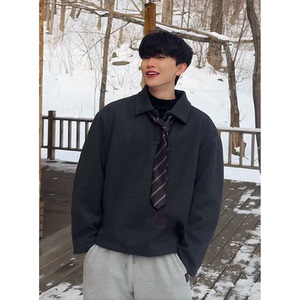 美式复古宽松polo翻领卫衣外套头 PL50-P68 送领带，女装短外套，电商A330-1