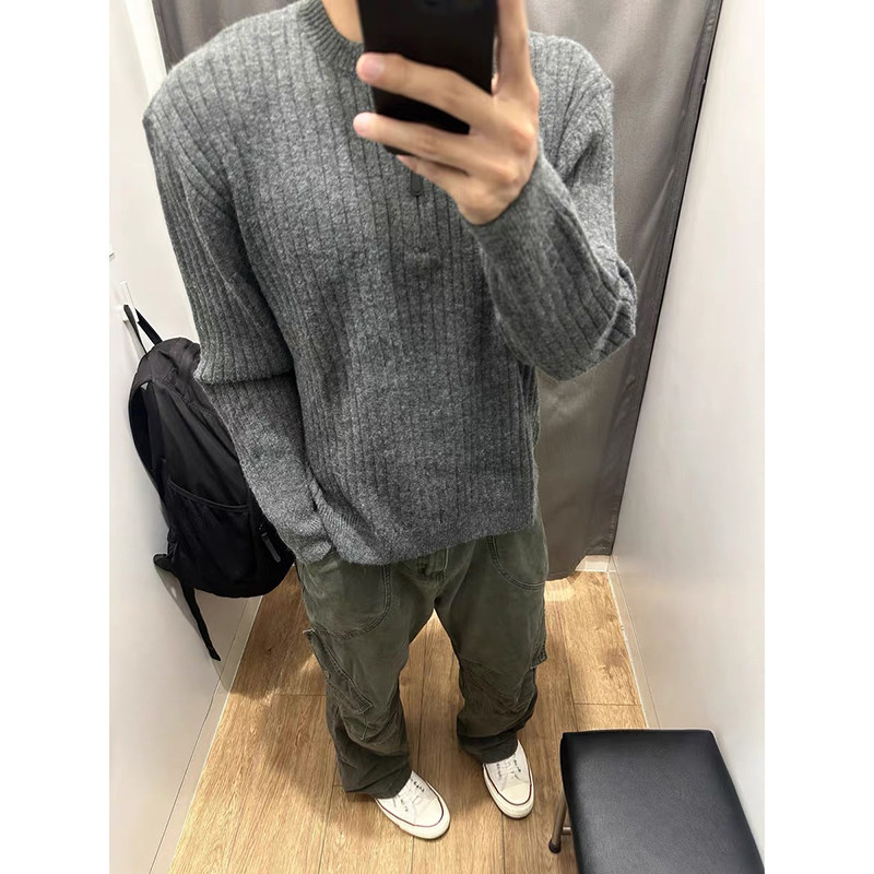 25/秋季~秋冬坑条肌理复古半拉链高级感软糯毛衣MY001-P78,男装针织衫/毛衣,电商A330-1