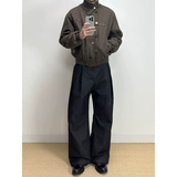 仿原牛立体工字褶A字阔型弯刀西裤通勤休闲裤K0221-P68，男装西裤，电商A330-1