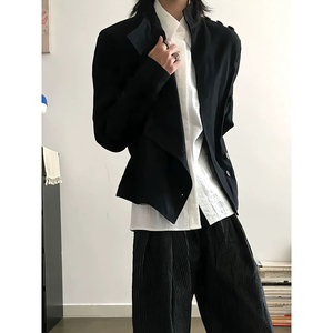 黑色短款击剑服外套男款不规则设计感多形态美式夹克JK156-P118