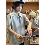 ~美式假两件条纹t恤衫男女五分袖ins复古短袖polo潮pl23-p48，男装Polo衫，电商A330-1