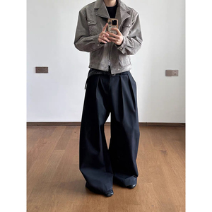 美式复古麂皮衣外套男秋春短款夹克翻领棒球服 JK136-P118图片