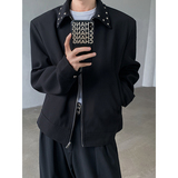 潮流~小众垫肩解构金属铆钉男高级感外套JK015-P108，女装短外套，电商A330-1