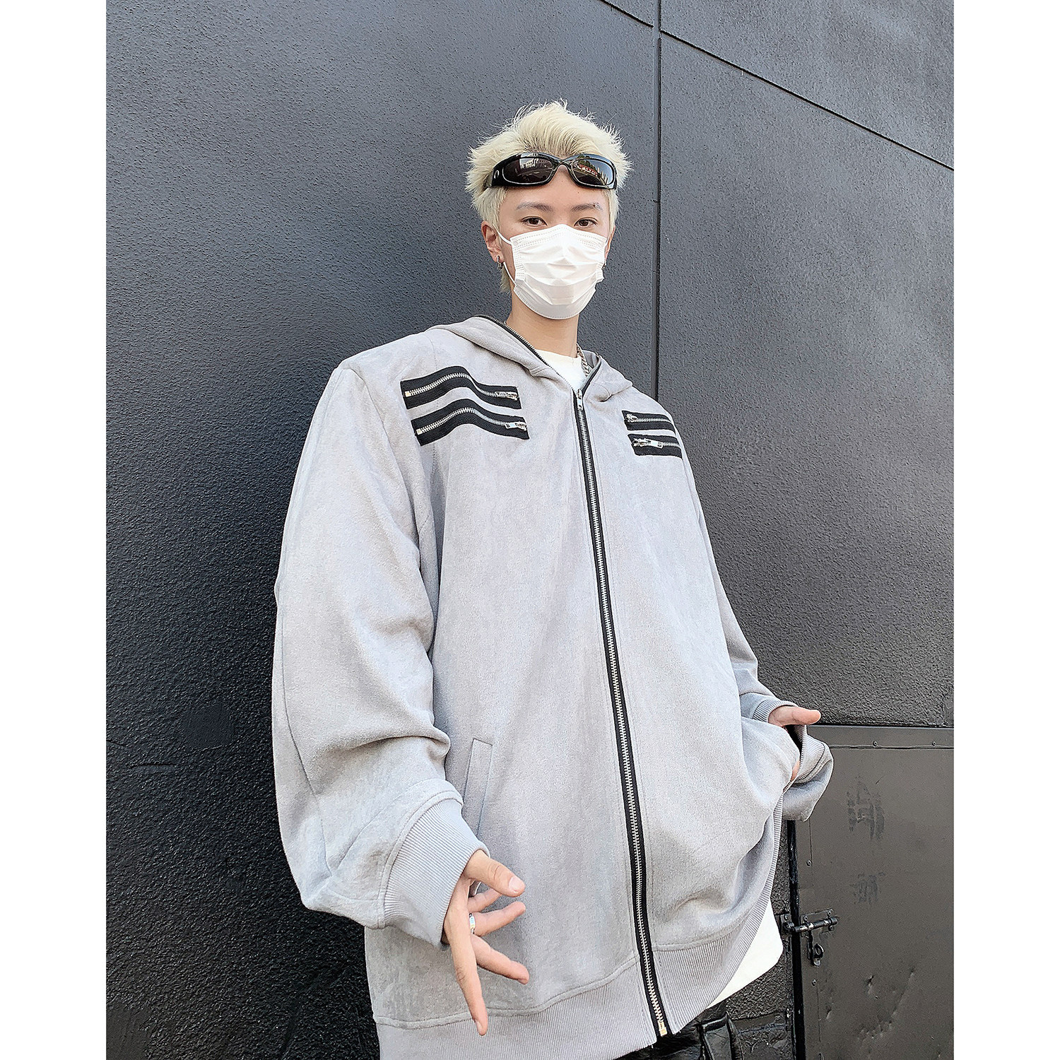 ~高街拉链卫衣潮流美式垫肩连帽夹克W010-P78控98,男装夹克,电商A330-1
