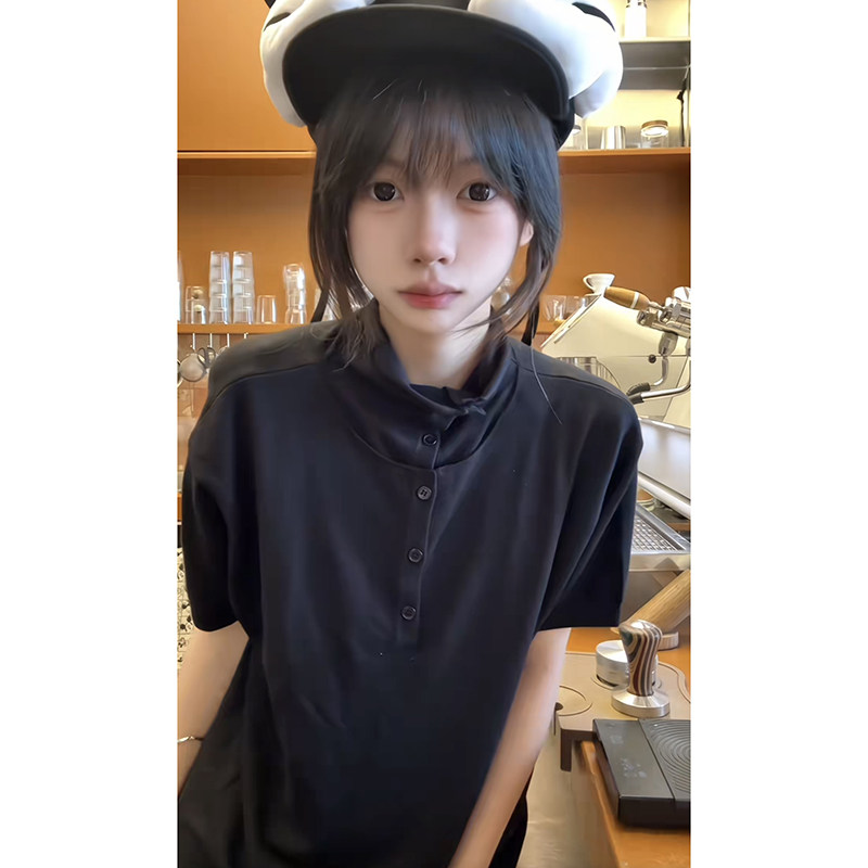 「积淀」双层卷边领短袖打底 男女 PL15-P48图片