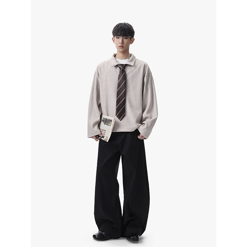 现货~美式复古宽松polo翻领卫衣外套头男女PL50-P68送领带,女装短外套,电商A330-1