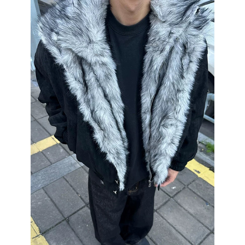 美式双层翻毛领座山雕外套男冬季YY50-P138,女装短外套,电商A330-1