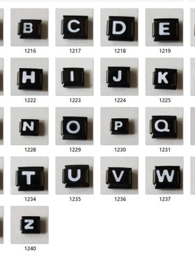 现货模块手链不绣钢DIY时尚配饰 白色英文字母镀黑金现货弹力手镯