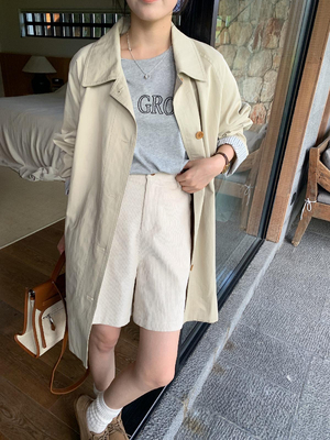 【LOVELY】2024秋冬日韩风高级感气质宽松百搭中长款风衣  S7553#