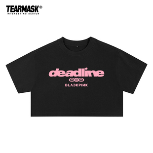 blackpink演唱会周边t恤女DEADLINE同款短袖衣服Lisa露脐装上衣