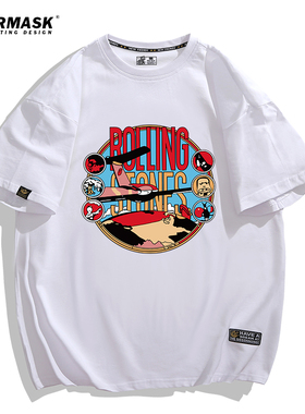 The Rolling Stones滚石乐队印花t恤英国摇滚嘻哈宽松短袖衣服