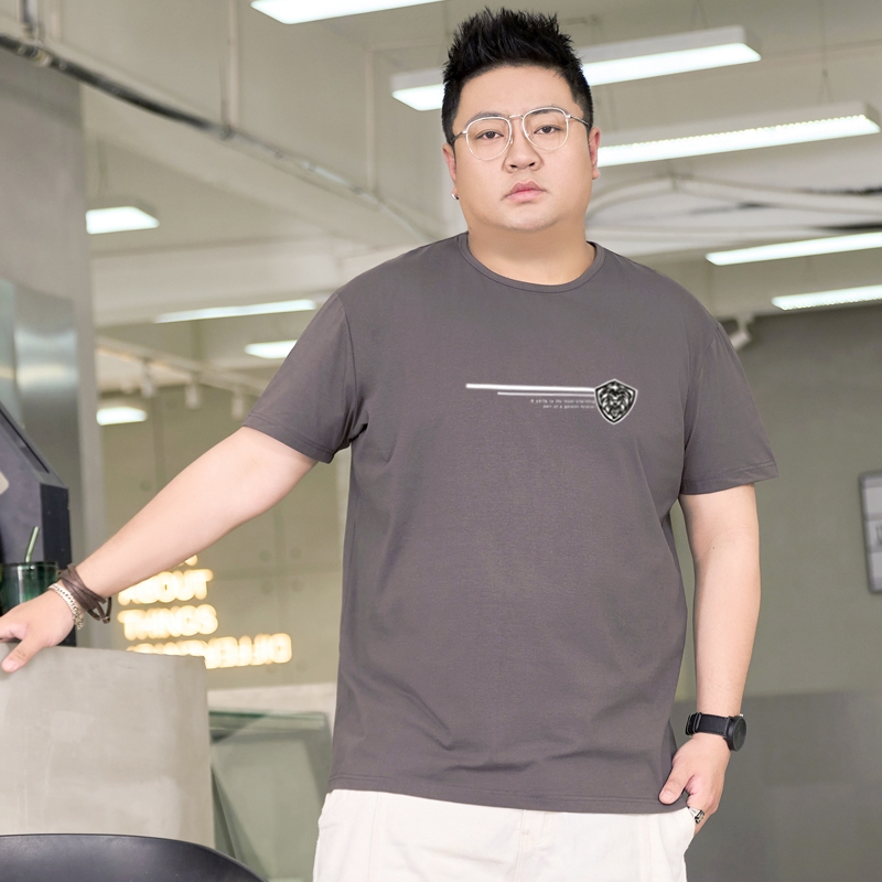 大码男装短袖t恤 薄款弹力纯棉半袖加肥加大宽松休闲胖子潮流体恤