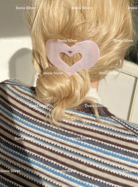 ins芭蕾风果冻爱心抓夹浅粉浅蓝少女发抓简约百搭鸭嘴夹发饰发夹