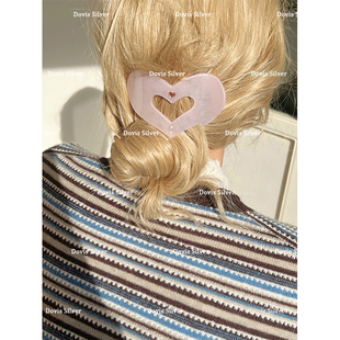 ins芭蕾风果冻爱心抓夹浅粉浅蓝少女发抓简约百搭鸭嘴夹发饰发夹