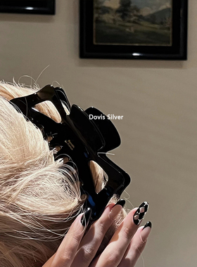 超大号抓夹醋酸蝴蝶结发夹女法式后脑勺盘发发抓洗澡鲨鱼夹子发饰