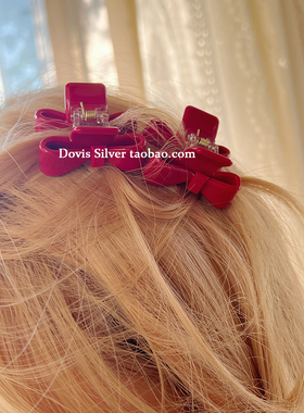 复古少女ins小号公主头蝴蝶结小抓夹刘海碎发夹可爱甜美红色发夹