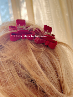 复古少女ins小号公主头蝴蝶结小抓夹刘海碎发夹可爱甜美红色发夹