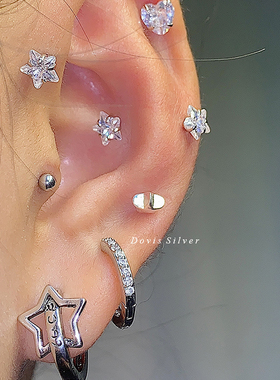 小众高级感S925银色锆石耀眼星星耳钉甜酷辣妹风精致日常百搭耳环