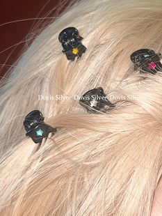 原创自制可爱黑色迷你彩色星星钻小抓夹头饰鲨鱼夹发夹碎发刘海夹