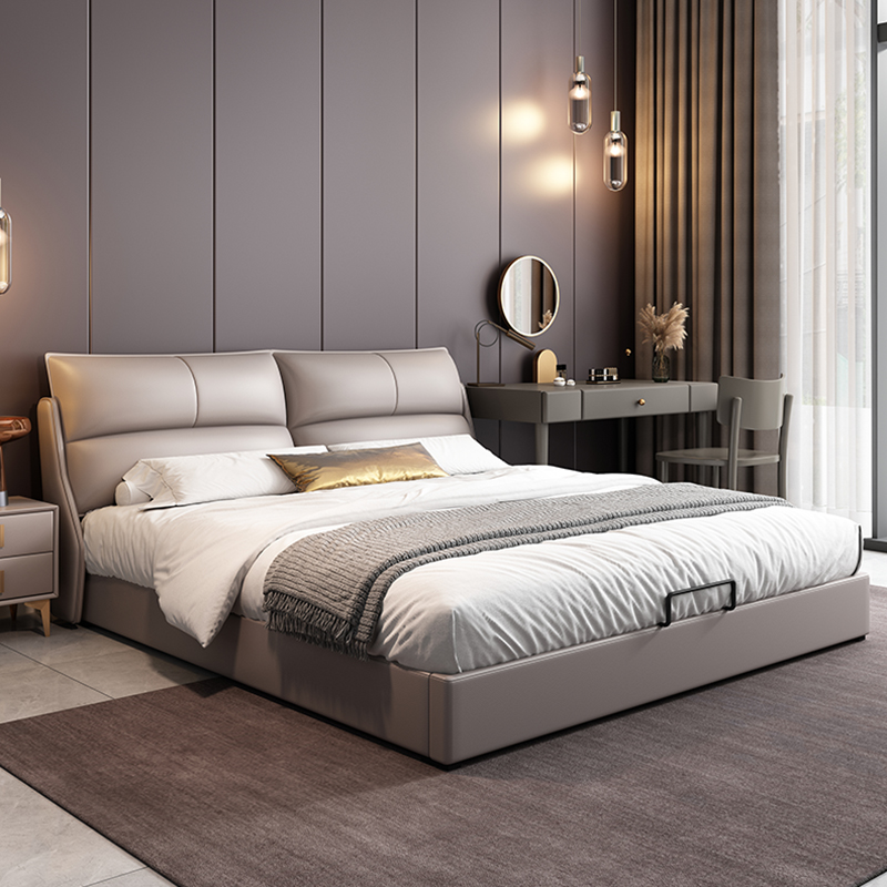 爱莱家高端大气真皮床.现代简约主卧双人大床轻奢软包储物婚床
