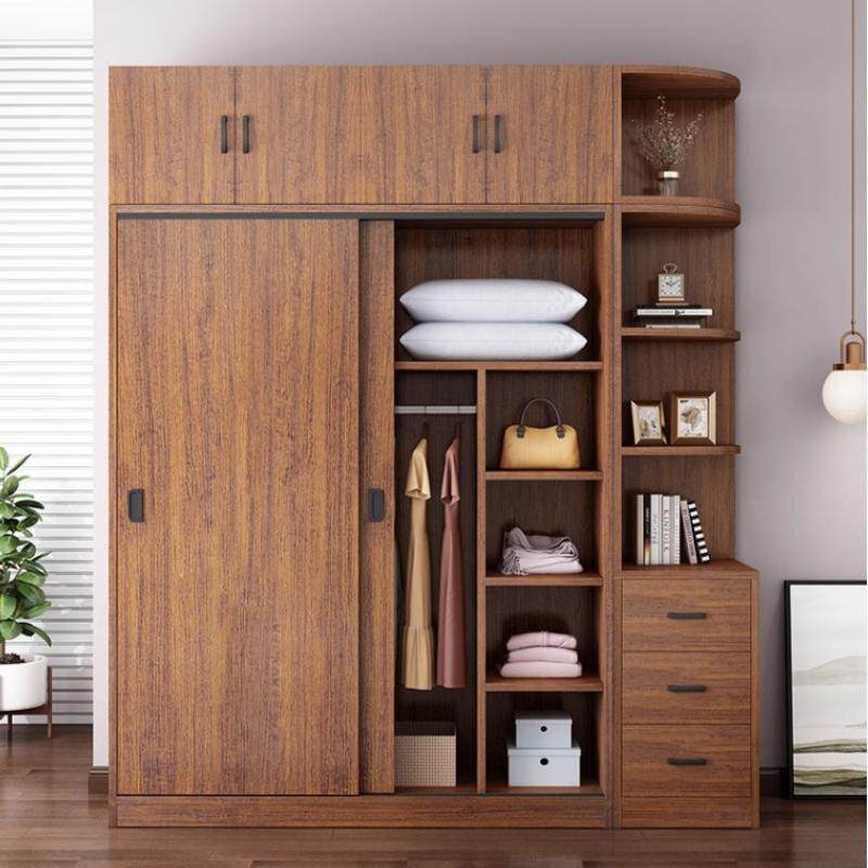 阳漫全实木衣柜家用卧室柜子推拉门结实简易衣柜出租房屋儿童衣橱