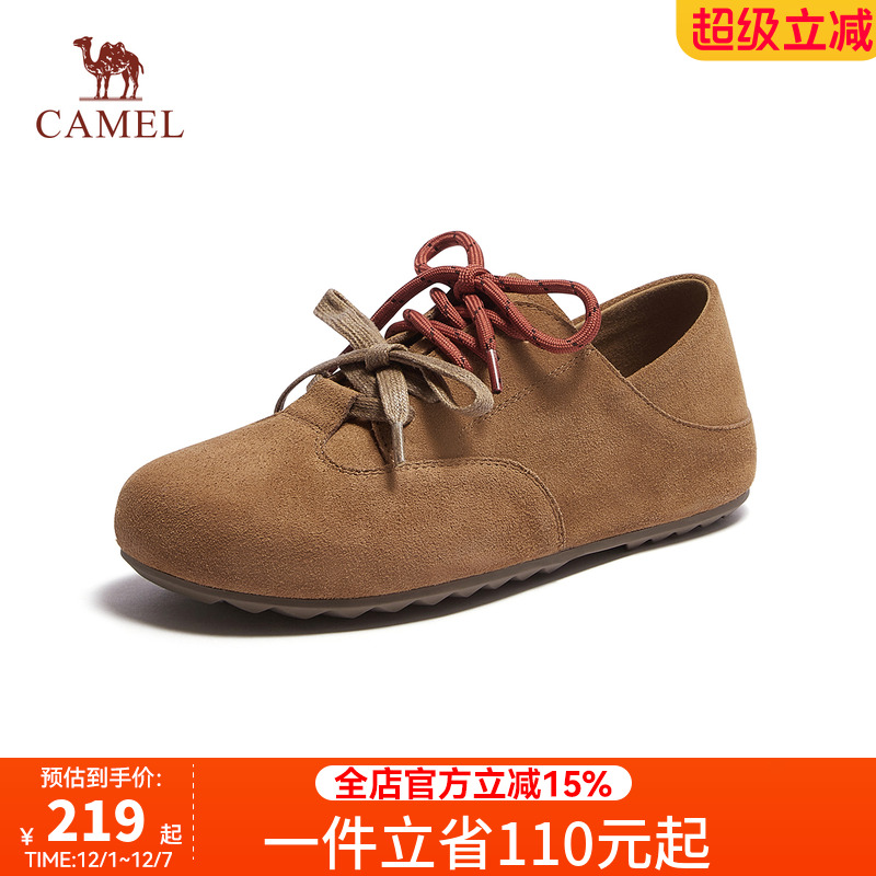 骆驼休闲复古勃肯鞋女穆勒鞋