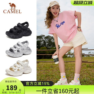 骆驼女鞋2026年夏季新款休闲凉鞋镂空沙滩鞋运动厚底凉鞋女款